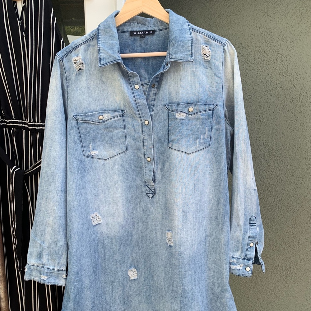 William B mini denim shift dress